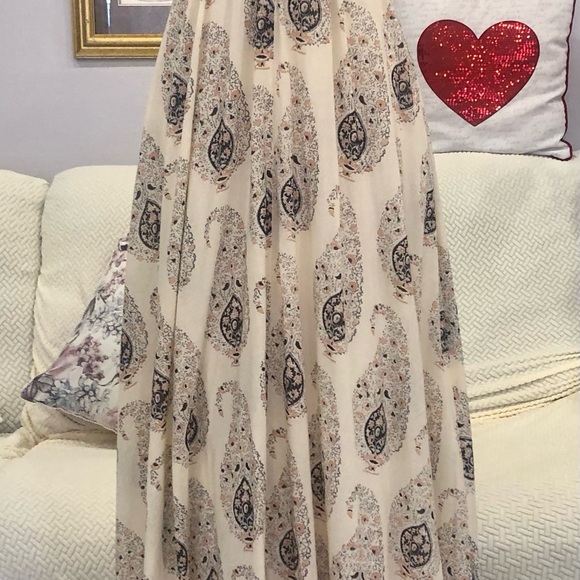 Rebecca Taylor boho Cotton Ivory Paisley maxi XS, small-medium beautiful! - Picture 2 of 6